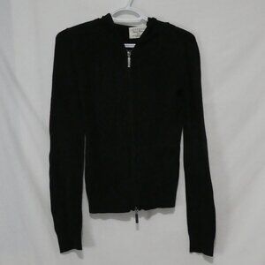 CAFEBRAND - Limited Edition | small | Solid Black Zip-Up Hooded Knit Sweater